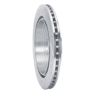 Cadillac SRX Brake Rotor (1) - Rear Right - R1 Concepts - Drilled & Slotted - Silver - `10-`16